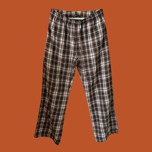 Brandy Melville Brown and Cream Plaid Catherine Pants/Trousers